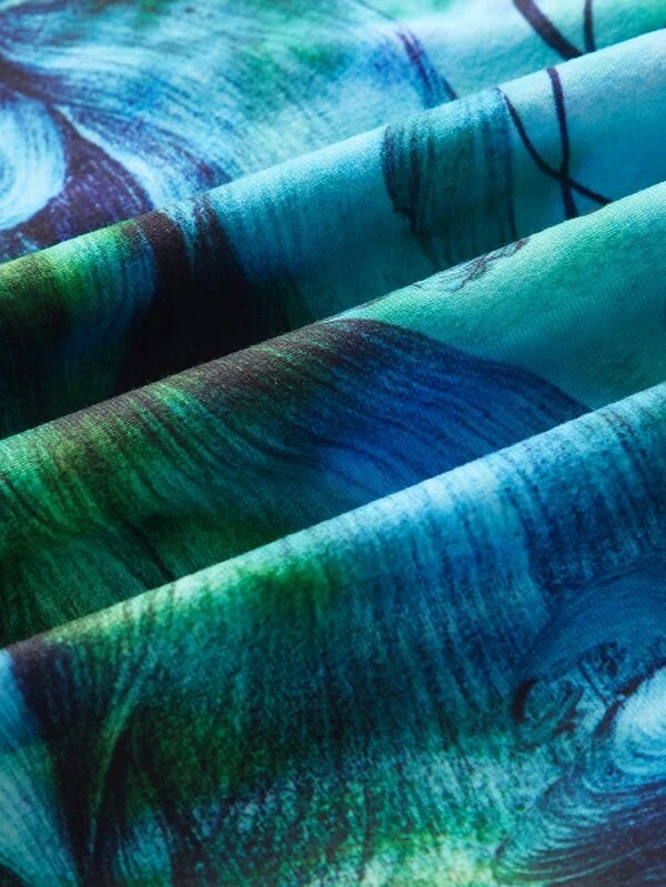 Pantaloni a zampa d’elefante in vita alta con effetto tie dye