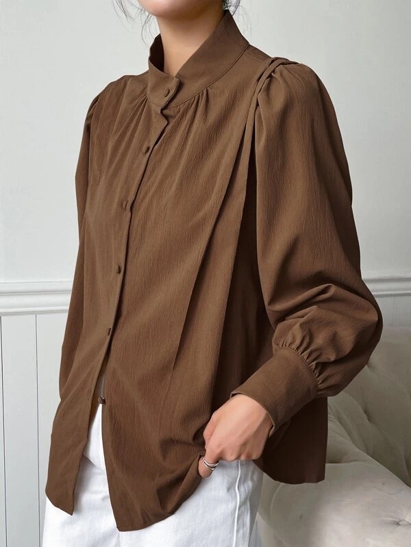 Camicia manica a sbuffo bottone
