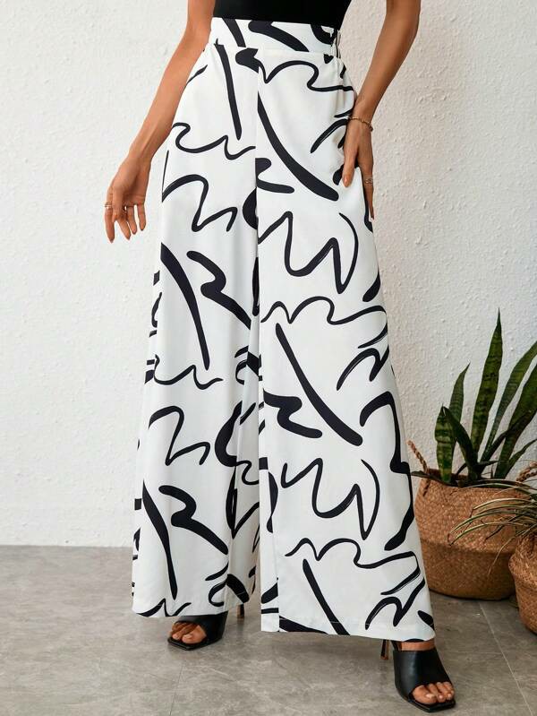 Pantaloni a gamba larga con stampa grafica