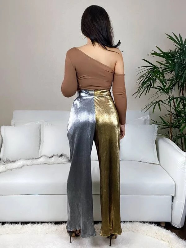 Pantaloni bicolore metallizzato