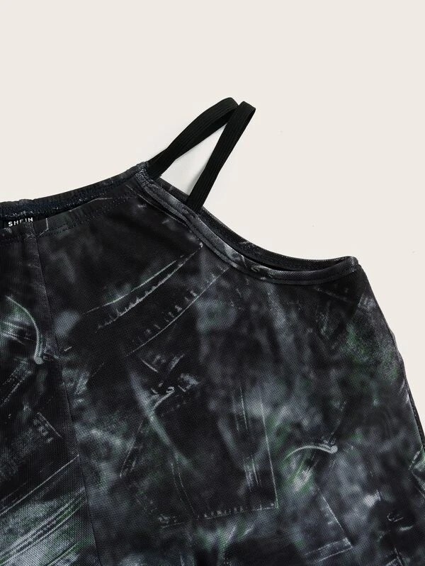 Pantaloni svasati stampa grafica con cut out vita