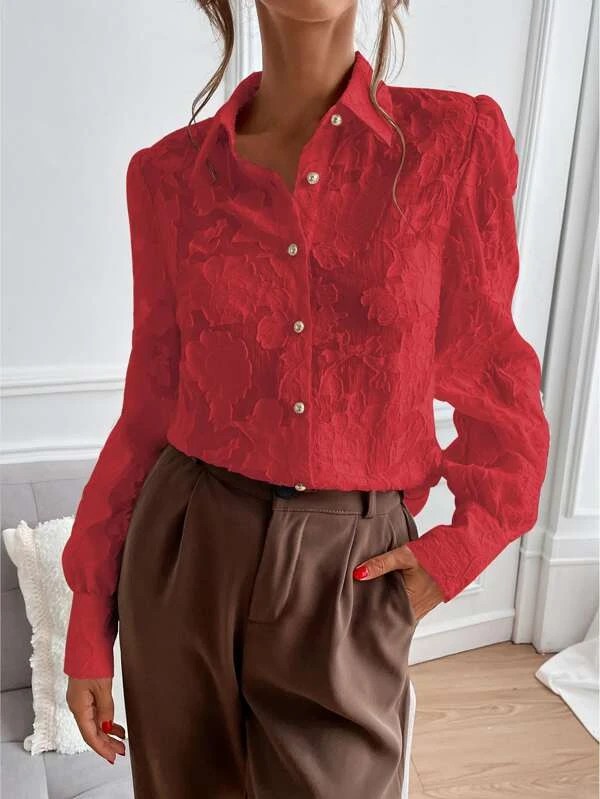 Camicia jacquard con bottone