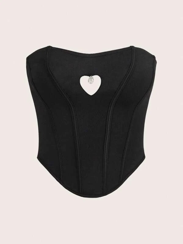 ICON Top tubo tagliato a cuore con orlo bandana