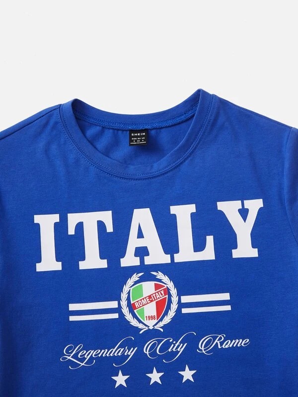 EZwear Maglietta baseball corta con grafica lettera