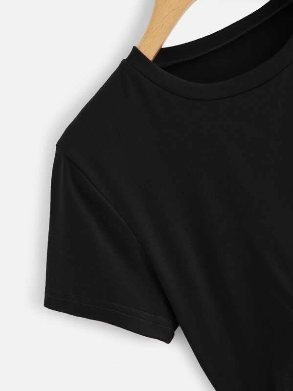 EZwear T-shirt crop con orlo a scritta