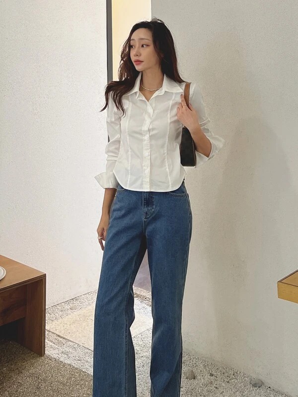 Camicia monocolore abbottonato