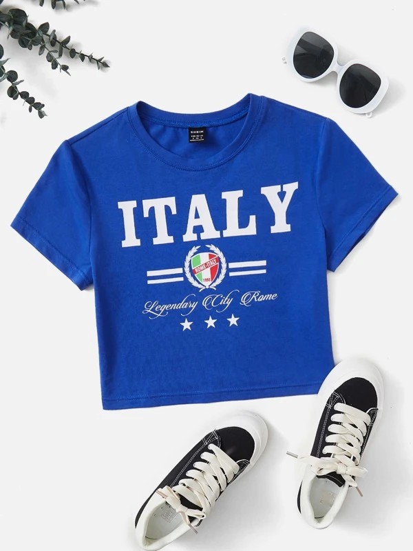 EZwear Maglietta baseball corta con grafica lettera