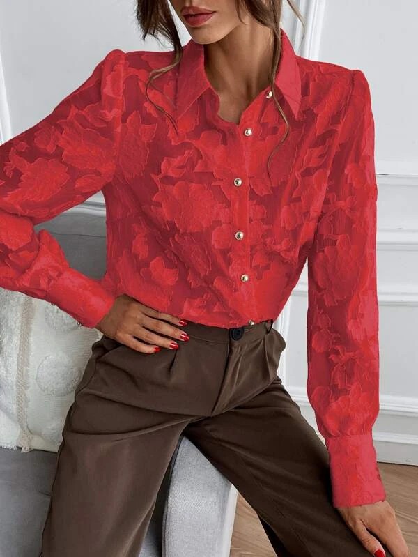 Camicia jacquard con bottone