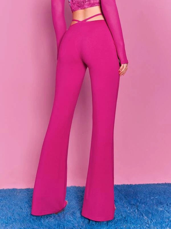 Pantaloni svasati con lacci e inserto in rete