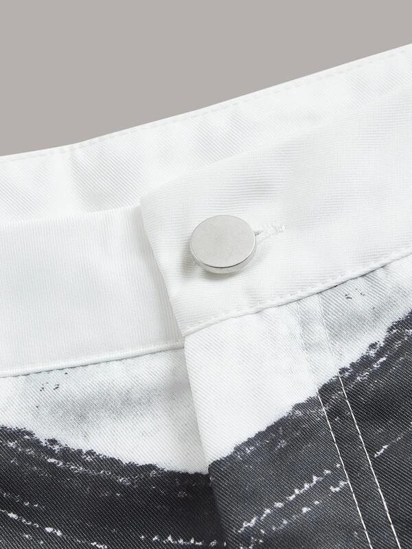 Pantaloni dritti a vita bassa con zip e stampa mappa del calore corporeo