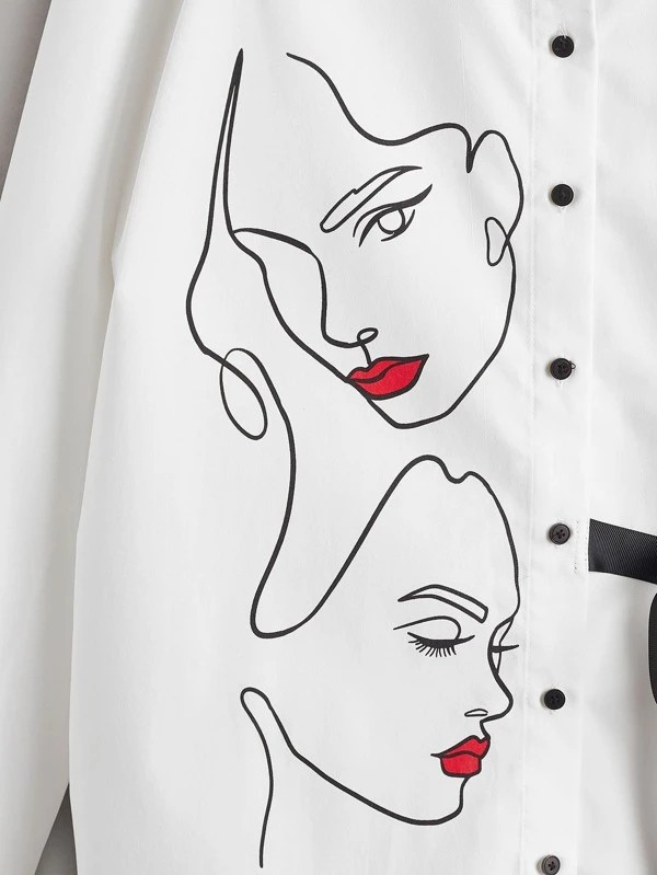 Camicia Mulvari stampa figura nodo frontale orlo curvo