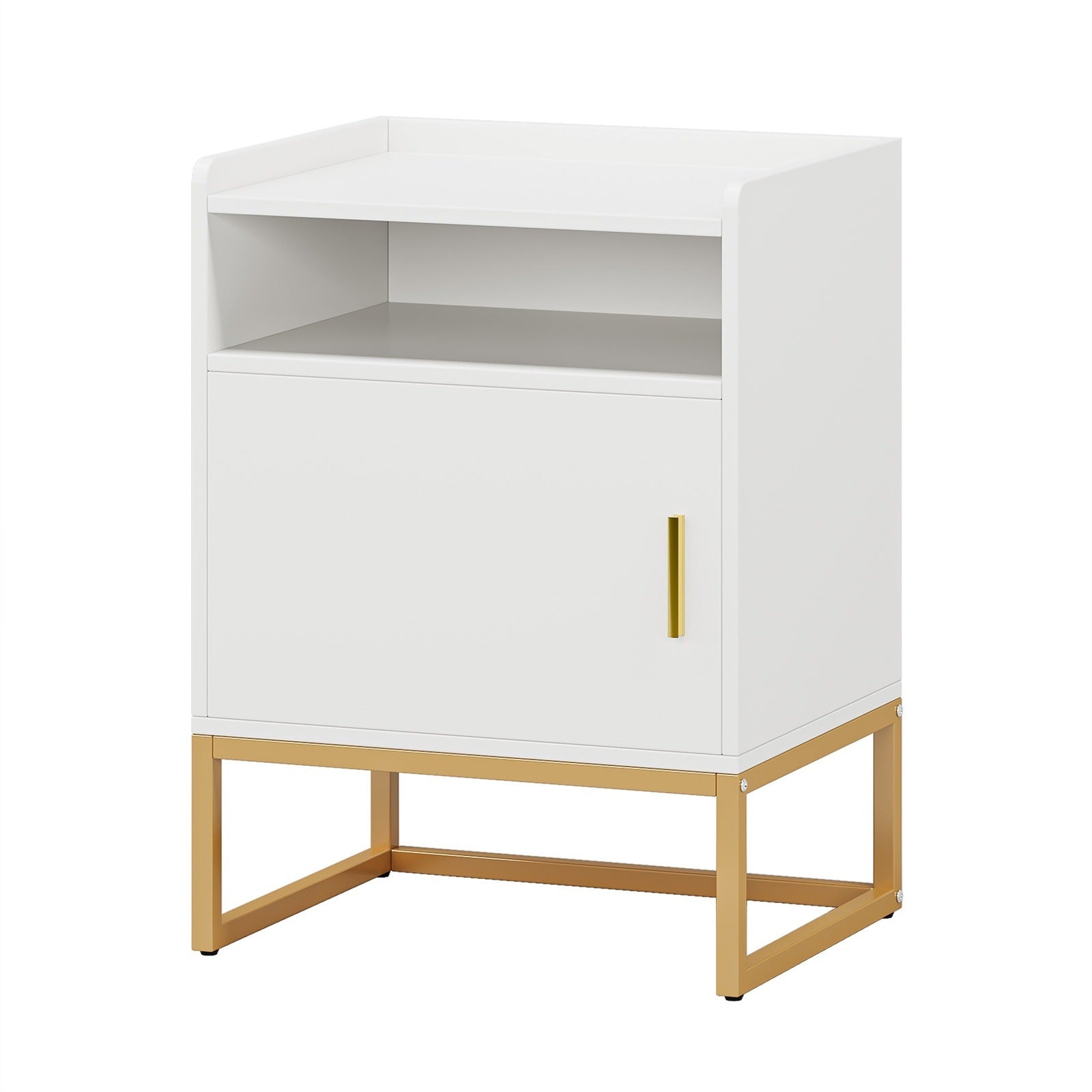 Modern Nightstand Bedside Table with Cabinet and Storage Shelf