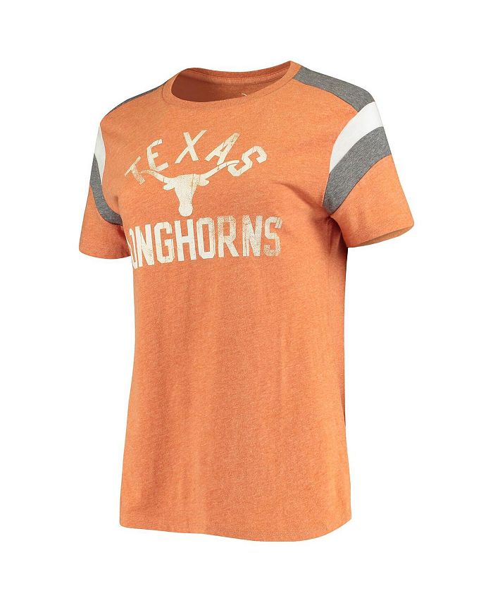 Women's Heathered Texas Orange Texas Longhorns Jolie Sleeve Insert T-shirt
