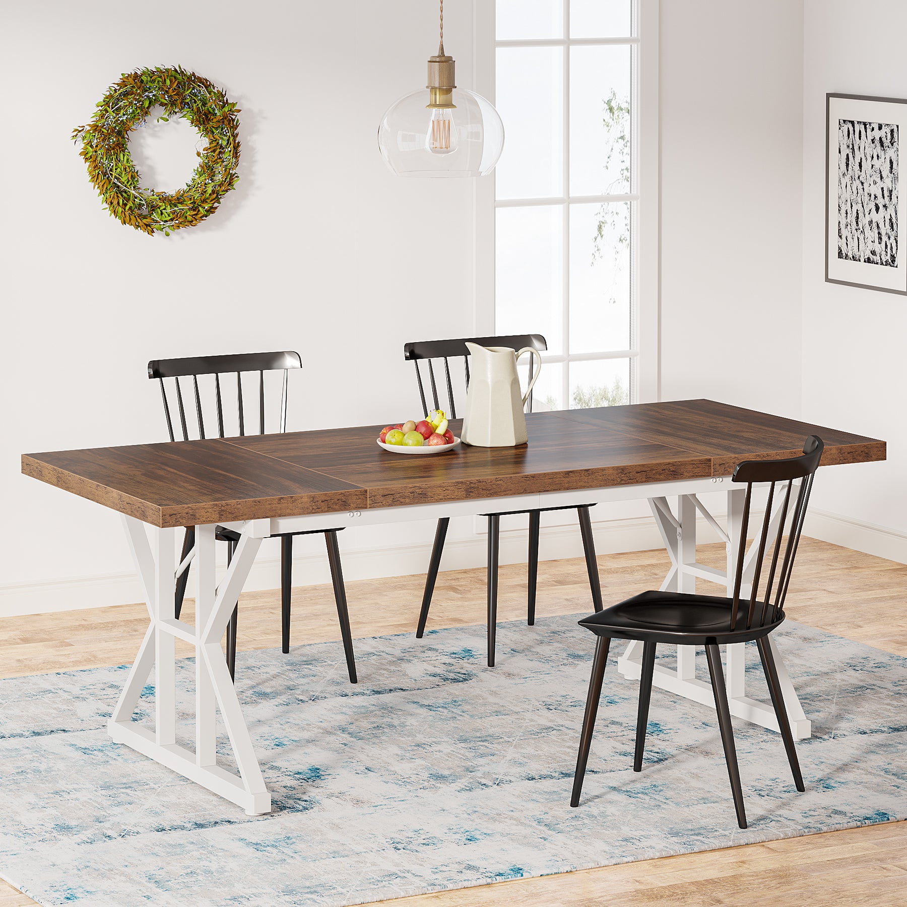 Wood Dining Table, Farmhouse 70.8