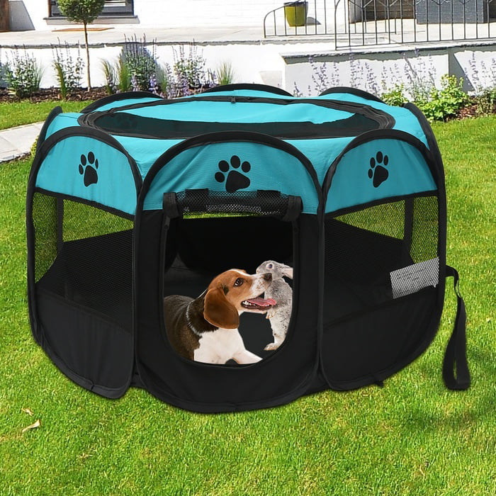 ODOMY Portable Foldable Pet Tent Playpen Fence Puppy Pen Soft Kennel Cat Cage Safe Guard Indoor Outdoor