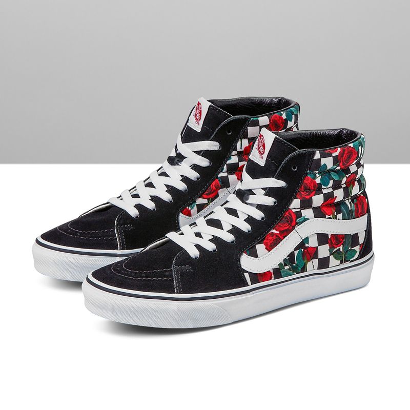 Customs Checkerboard Roses Sk8-Hi