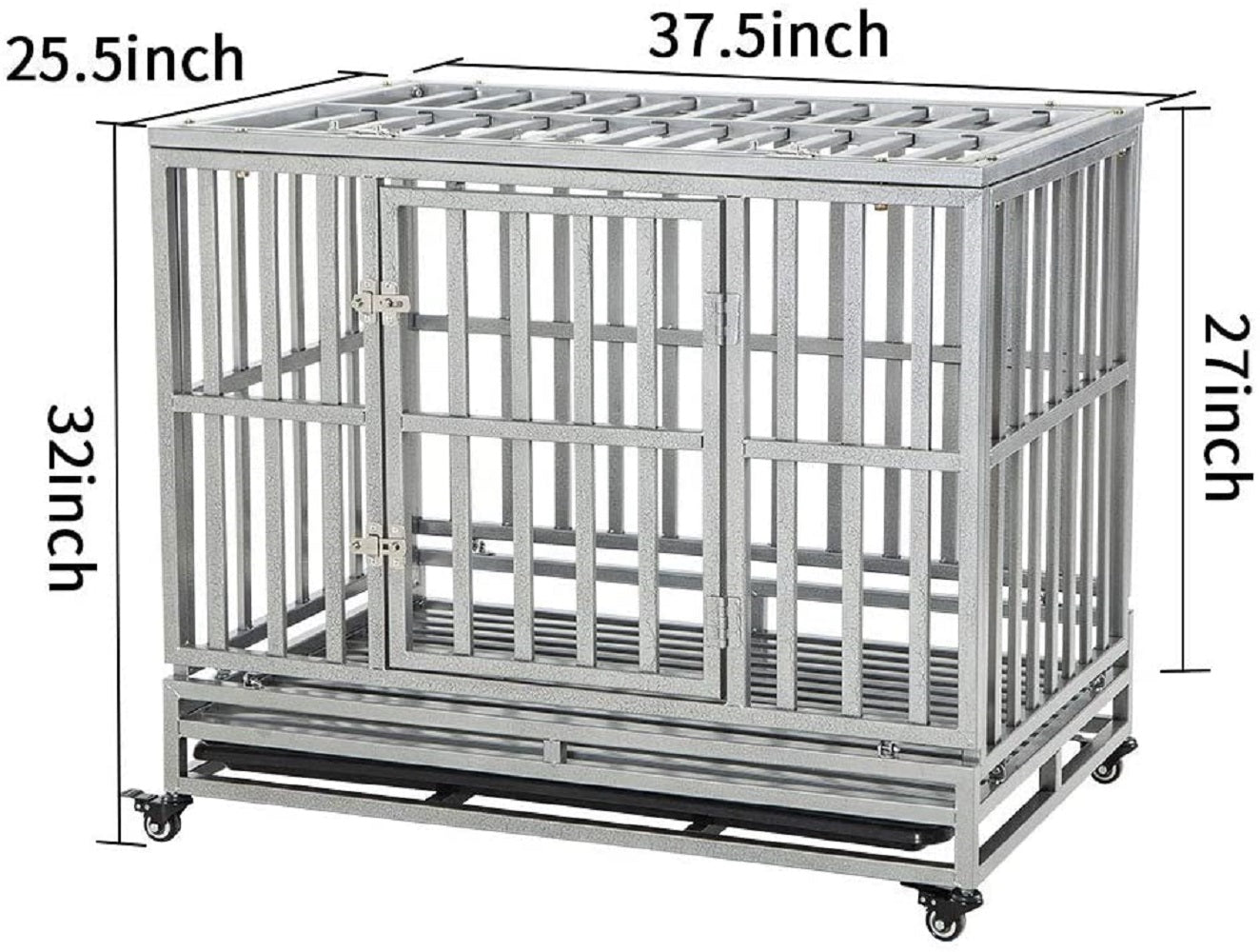 SMONTER Heavy Duty Dog Crate I Shape Strong Metal Kennel for Large Dogs