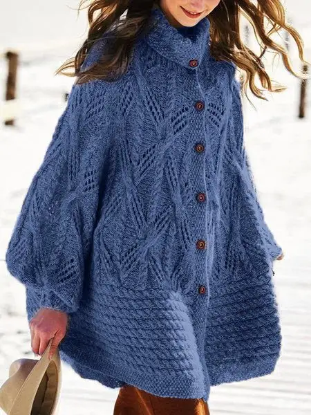 Vintage Cotton Knitted Button Design Sweater