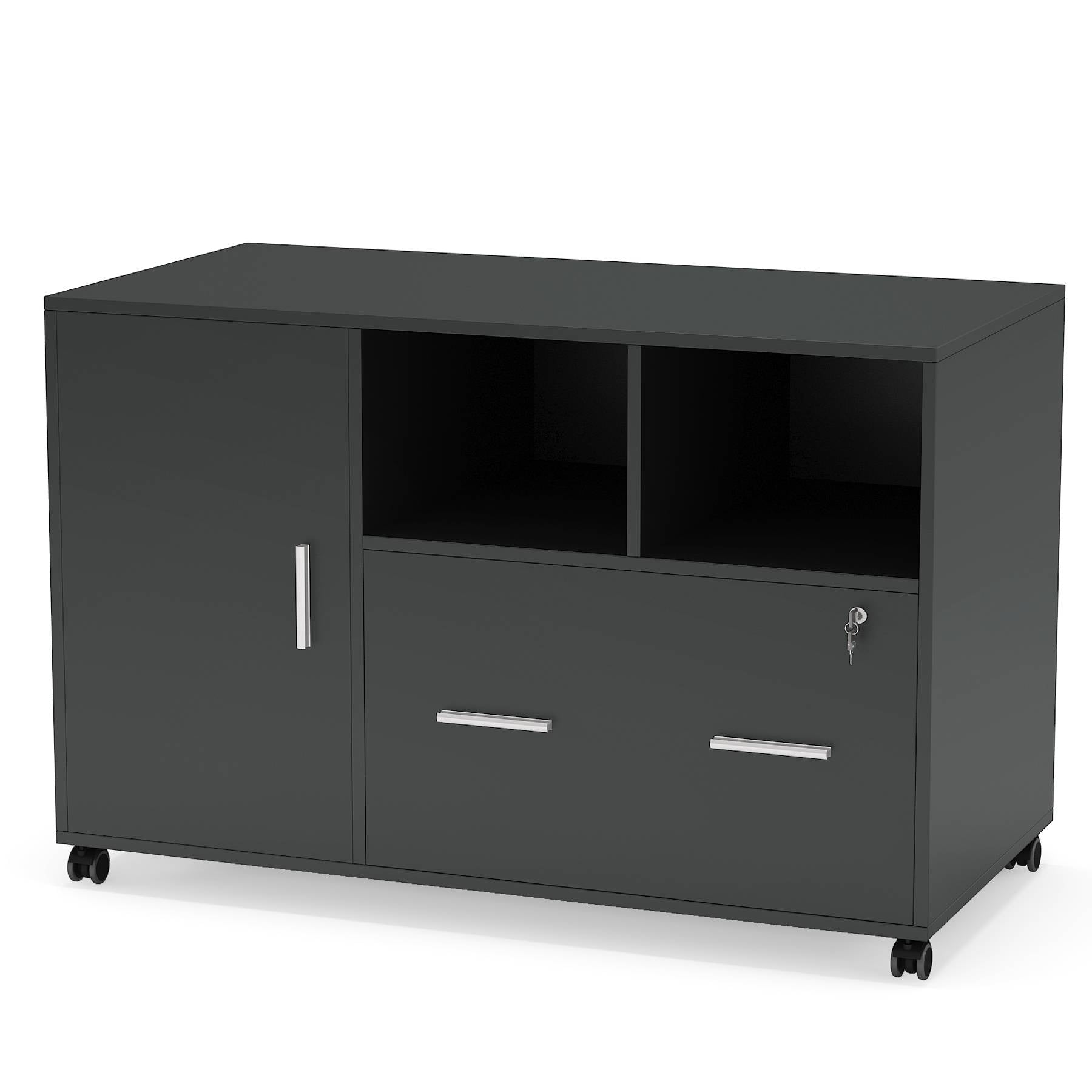 Mobile File Cabinet, Modern Filing Cabinet with Lock and Drawer