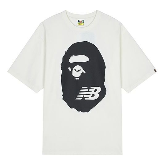 New Balance x Bape Crossover Logo Printing Round Neck Short Sleeve White BATE2000-IVX