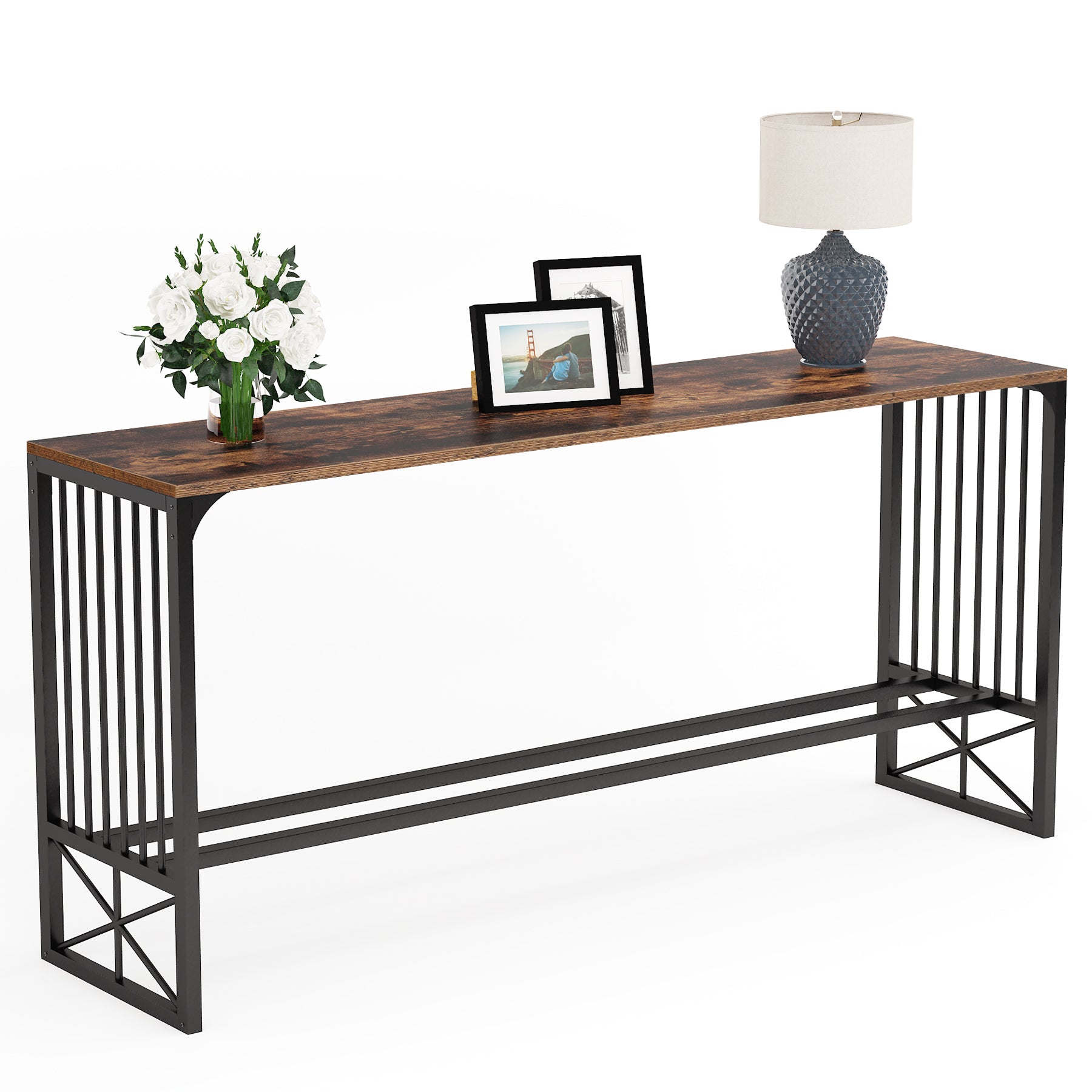 Rustic Console Table, 70.9 inch Industrial Sofa Couch Table