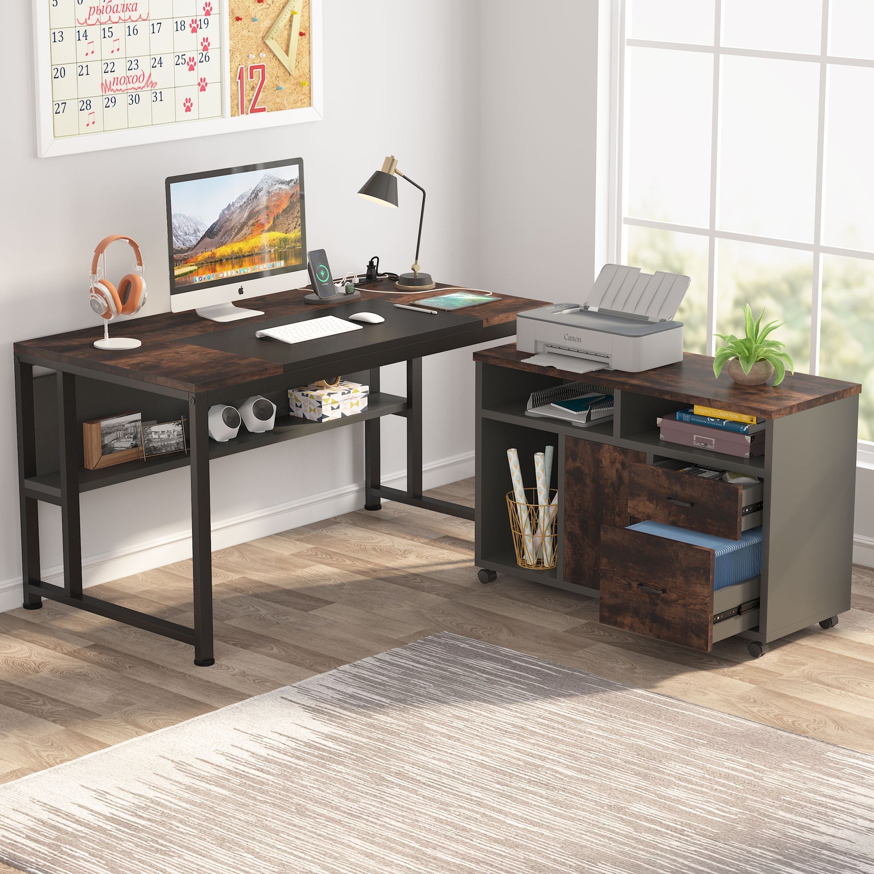 Rusitc L-Shaped Desk, 55