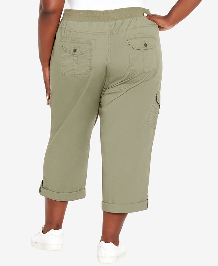 Plus Size Cotton Roll Up Capri Pants