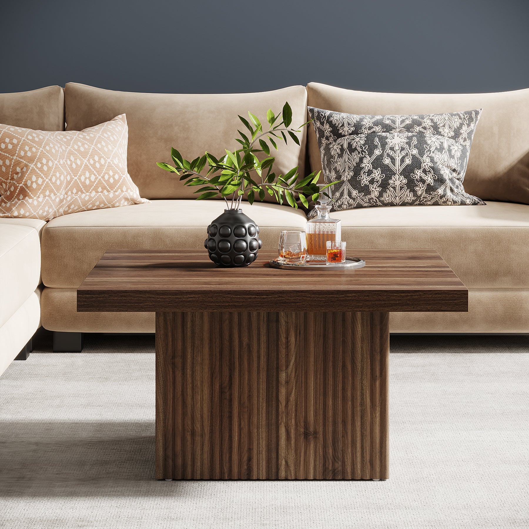 Square Coffee Table, 31.5-Inch Wood Center Table Cocktail Table