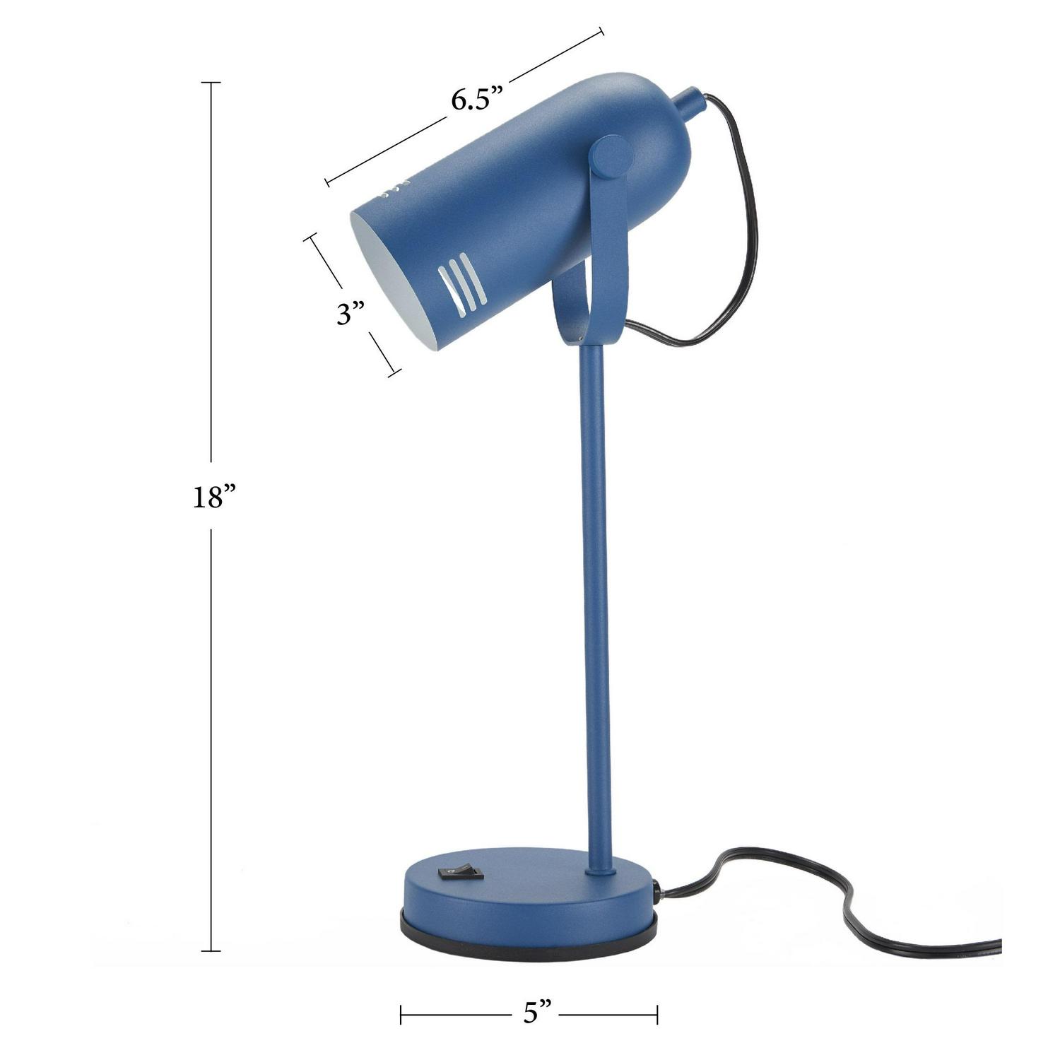 Nourison 18 Metal LED Desk Lamp， Modern， Traditional， Task Light for Office， Dorm， Bedroom， Kids Lamp， Blue