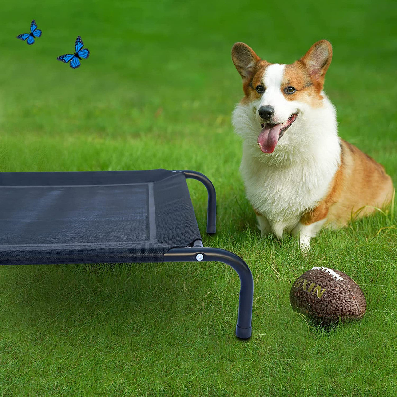 Portable Elevated Dog Pet Bed With Steel-Frame And Breathable Mesh For Small Medium Dogs And Cats