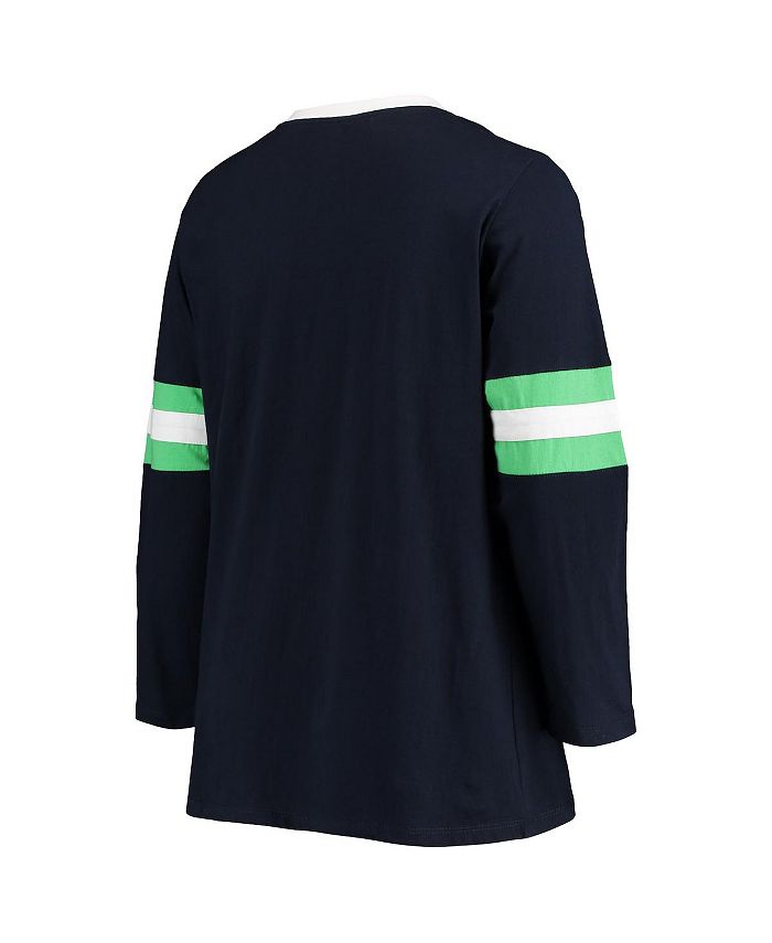 Women's College Navy Seattle Seahawks Plus Size Script Lace-Up Long Sleeve T-shirt