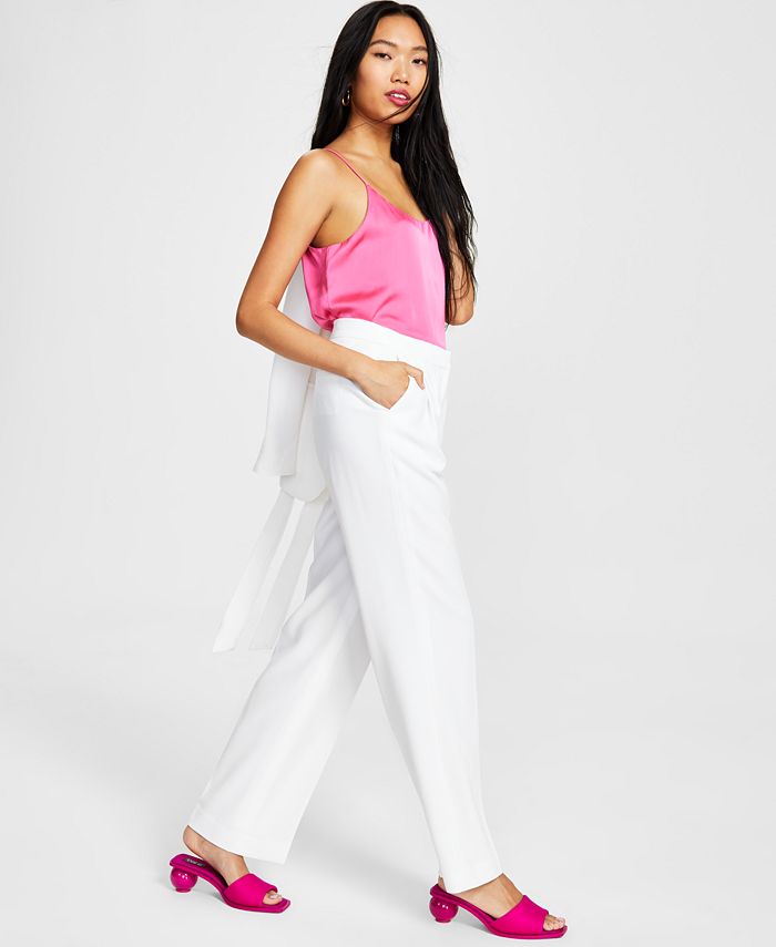 Women's Textured Straight-Leg Pants， Created for Macy's