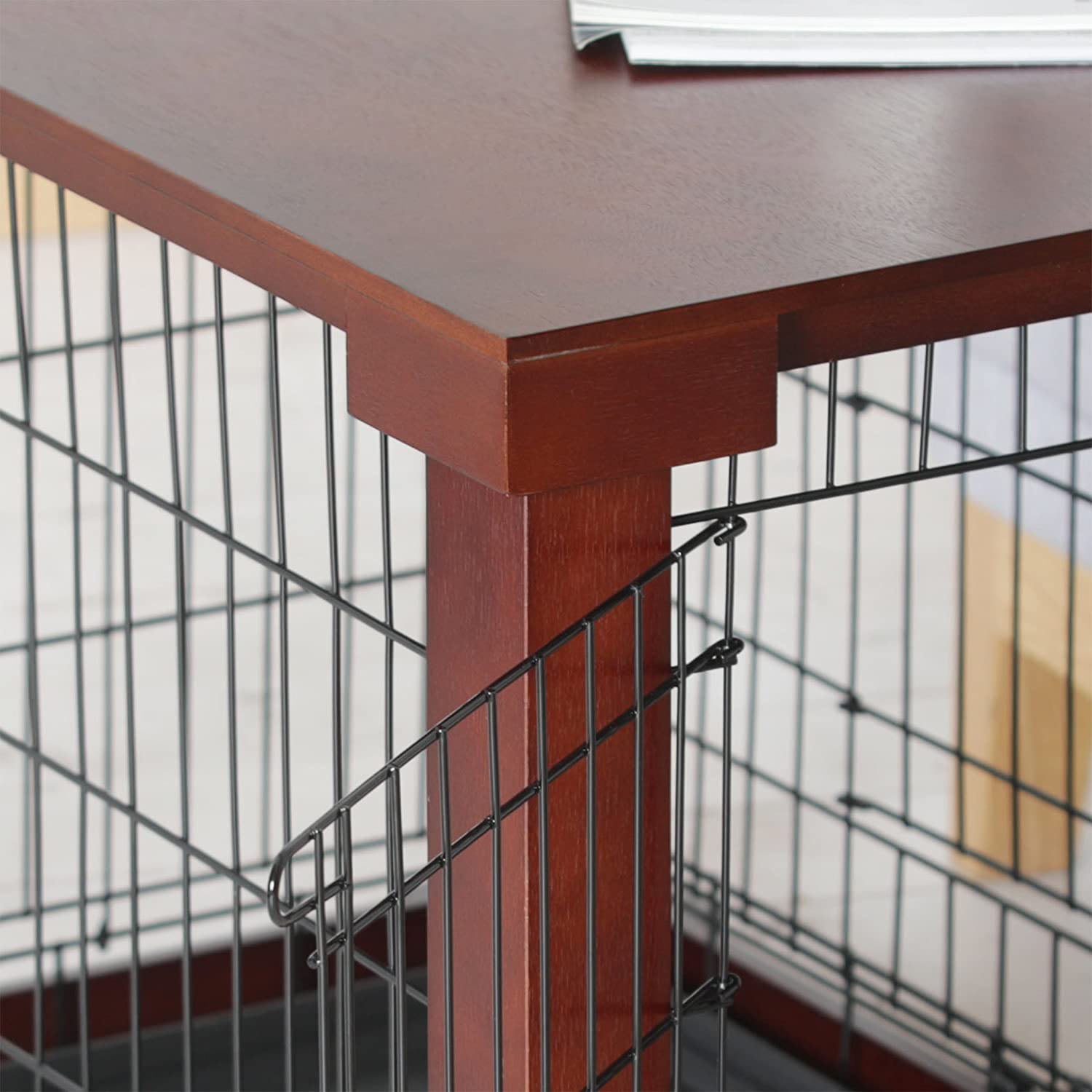 Cage with Crate Cover， Mahogany， Large