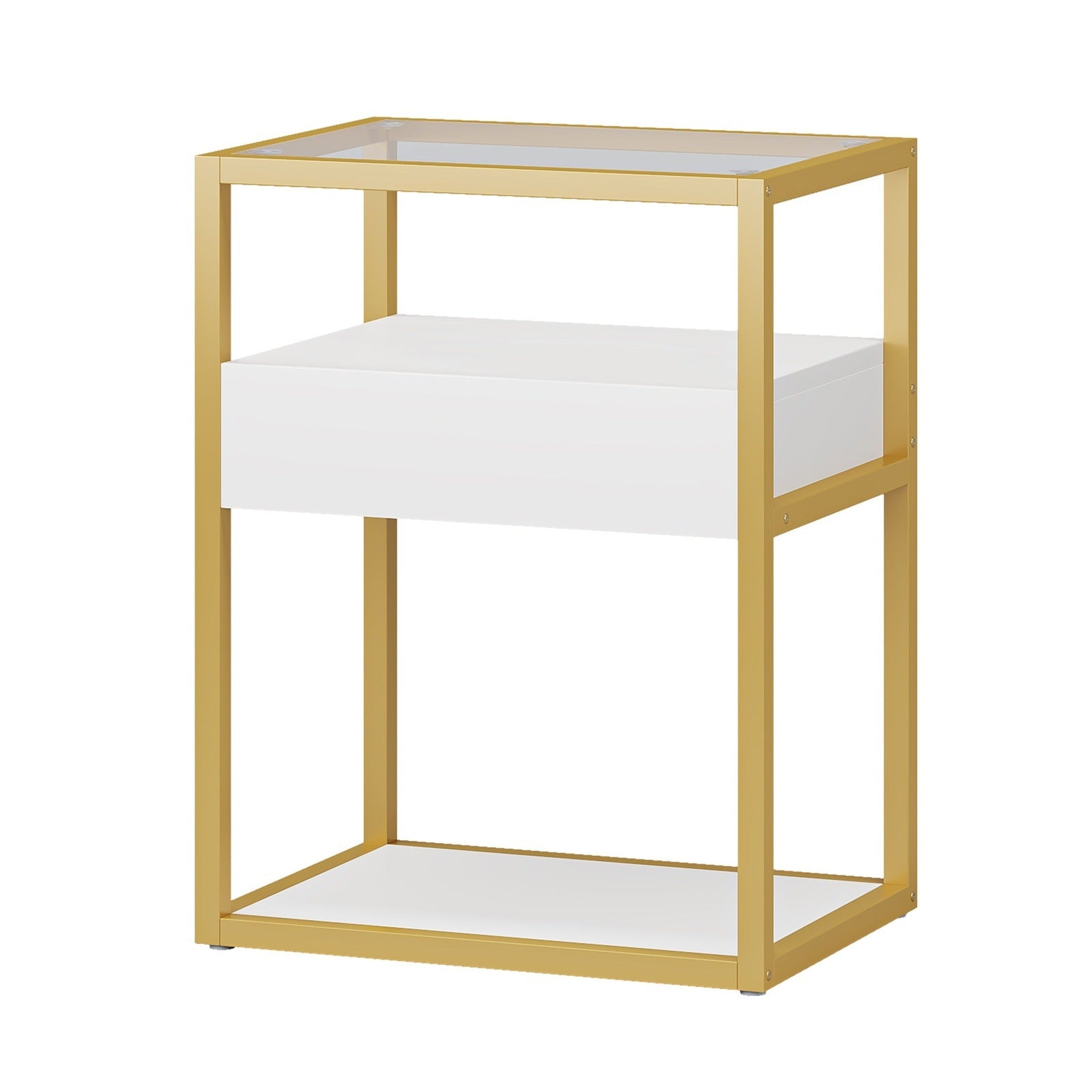 Modern Nightstand Side End Table with Drawer and Shelf