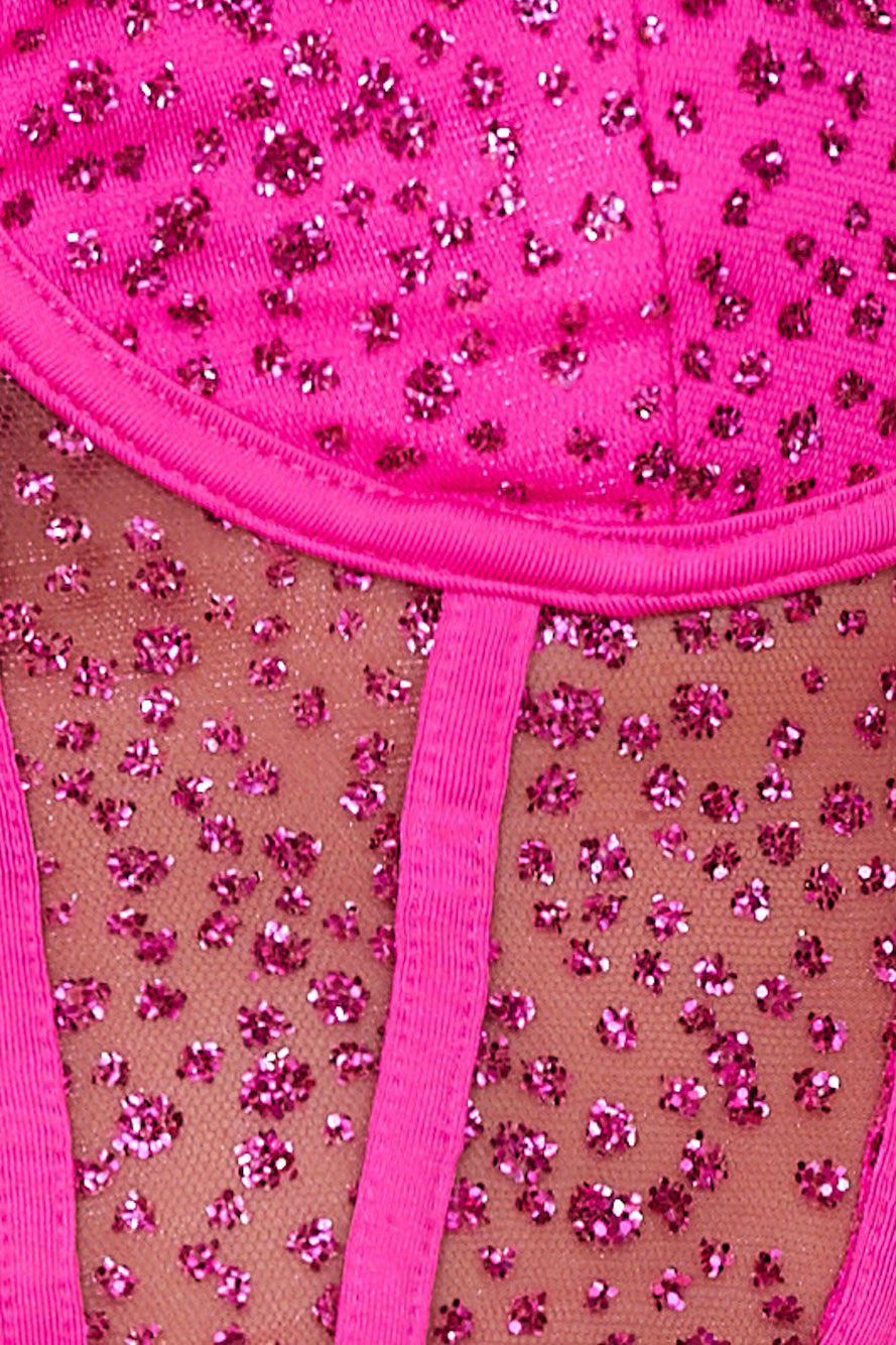 She's Dazzling Crop Top Hot Pink