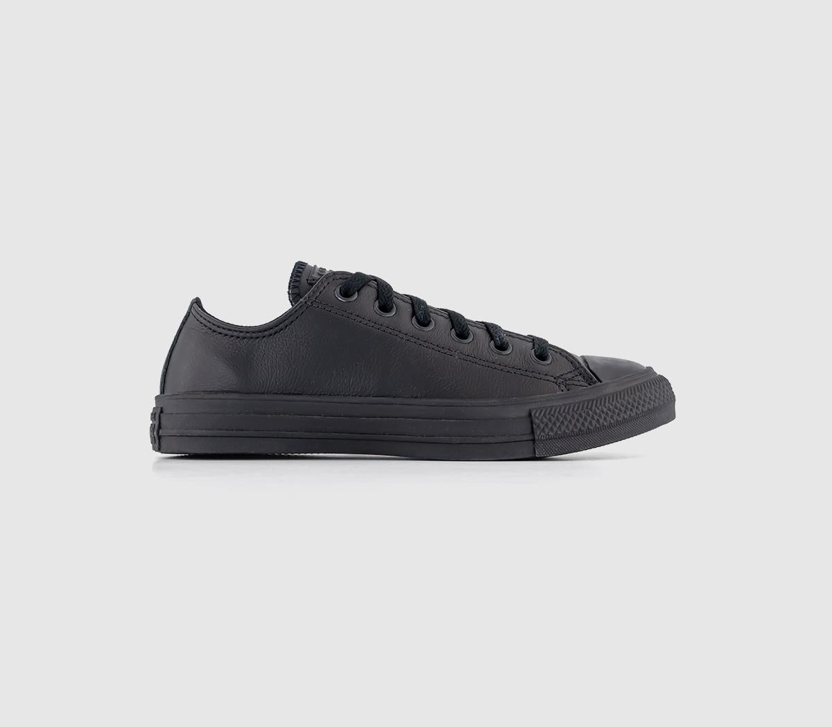 Odd Sizes- Mens Converse Allstar Low Lthr Black Mono Lth - UK Sizes Right 8/Left 7