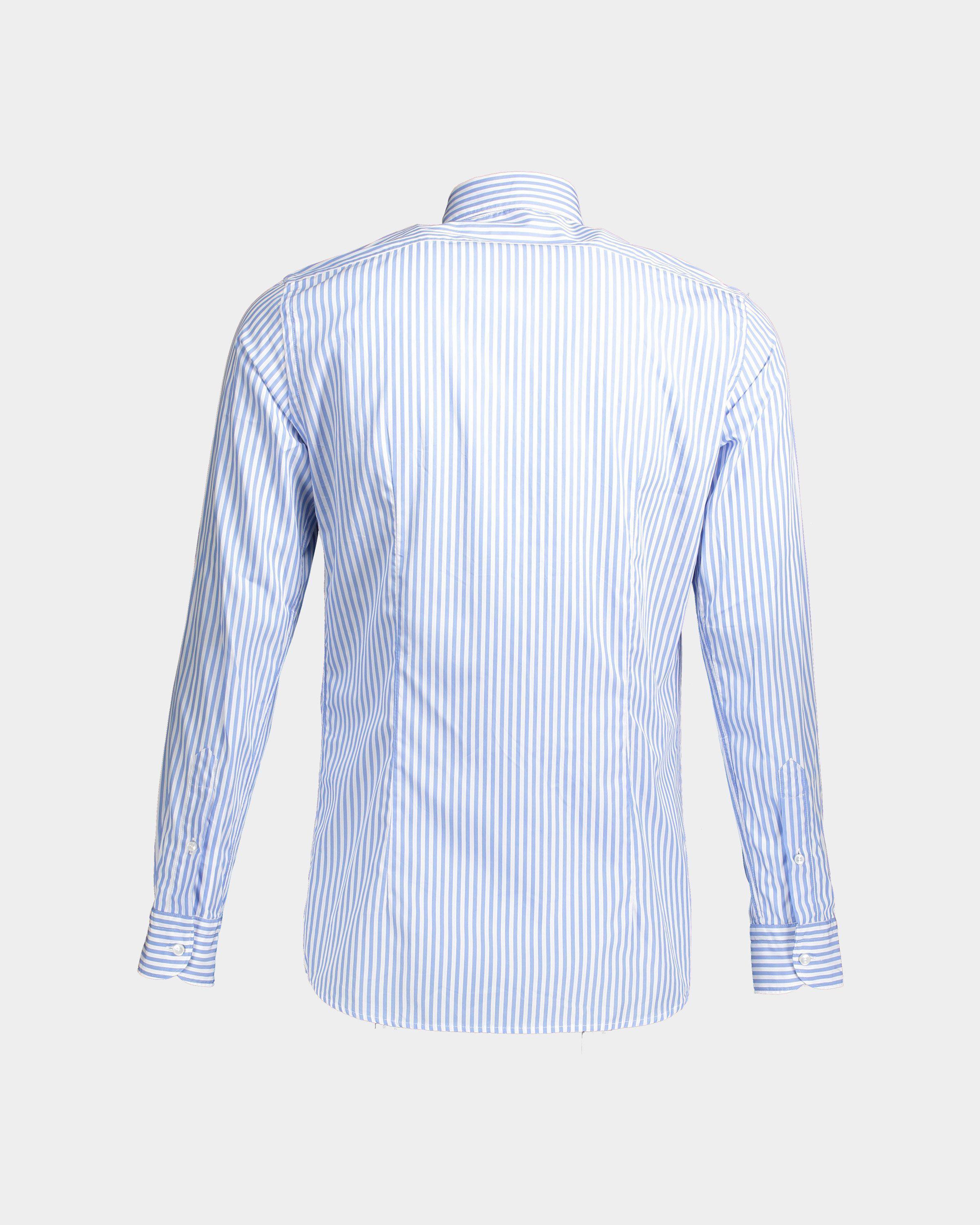 Camicia cotone righe azzurra bianca