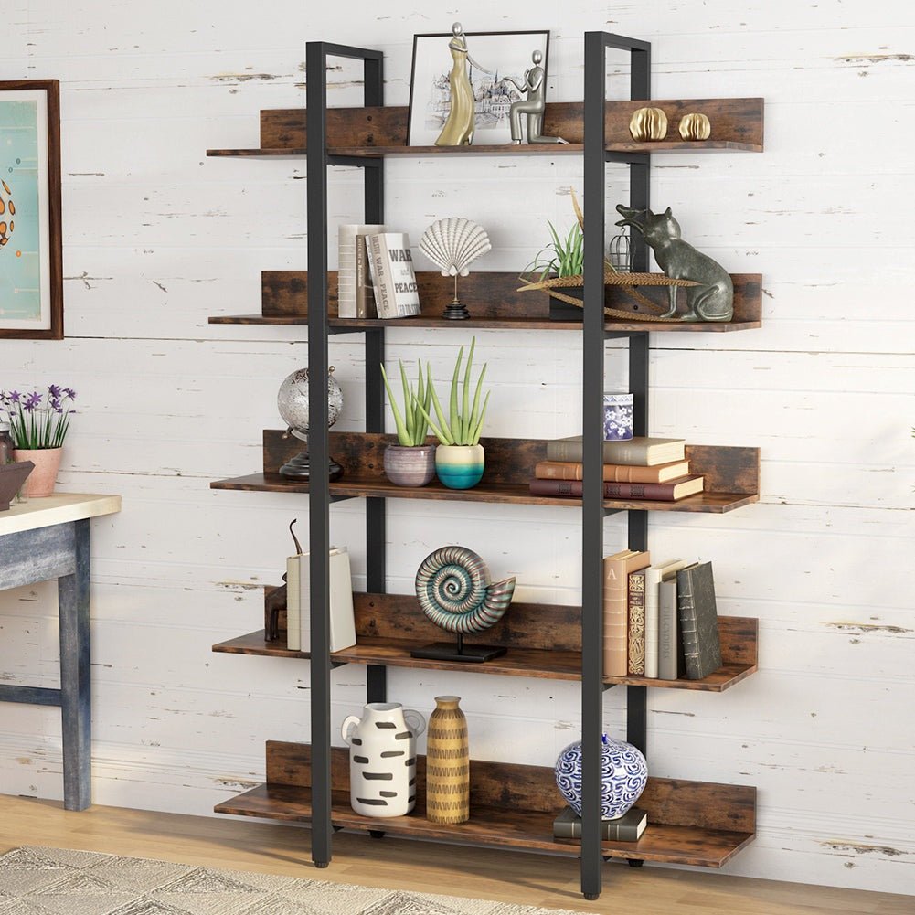 5-Shelf Bookshelf, Freestanding Etagere Bookcase Display Shelf