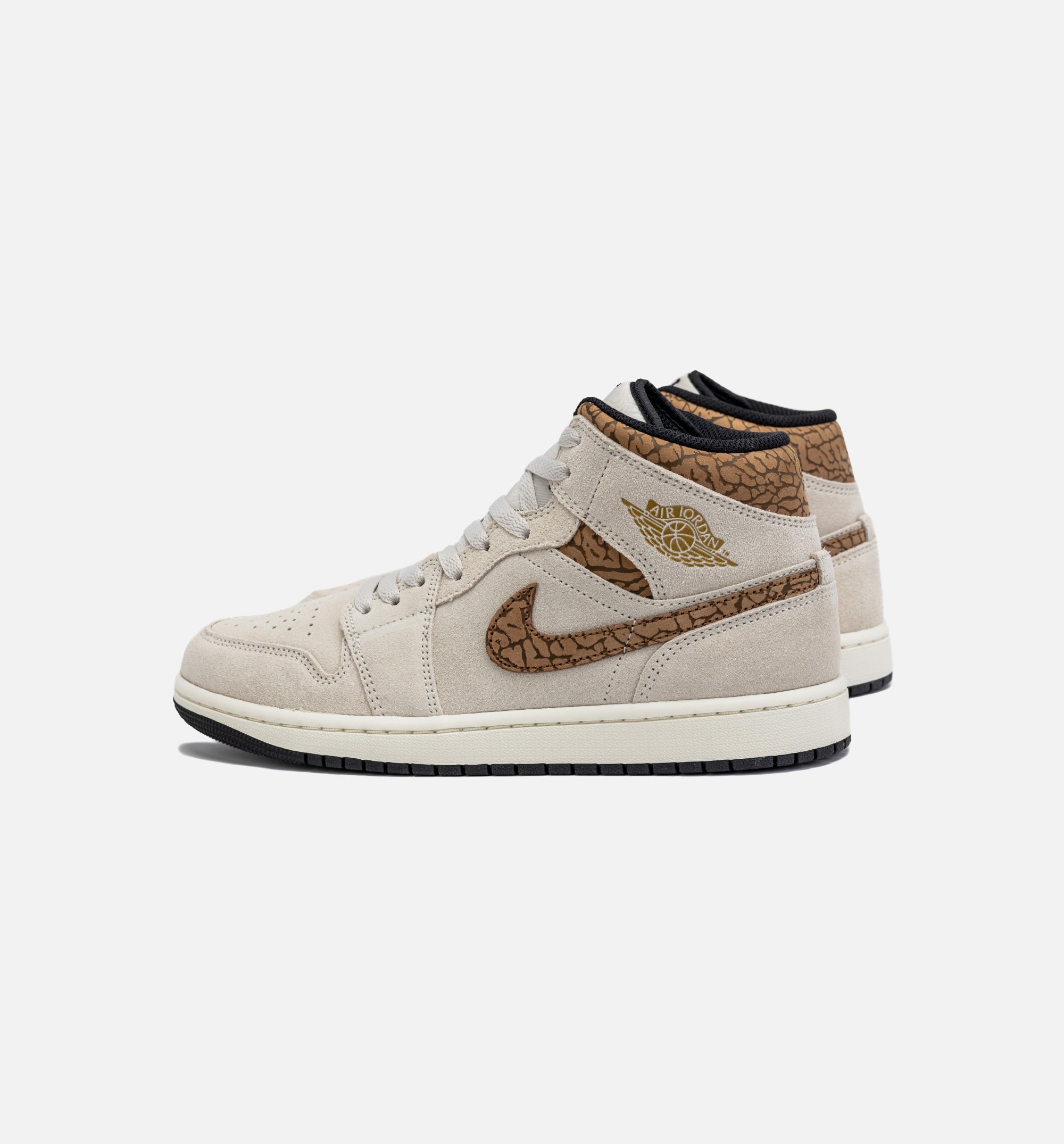 Air Jordan 1 Retro Mid SE Brown Elephant Mens Lifestyle Shoe - Light Orewood Brown/Metallic Gold