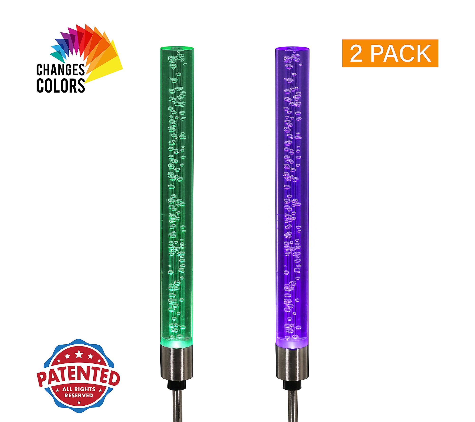 Exhart Solar 2pc Color Changing Stationary Bubb e Stakes