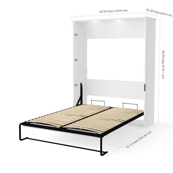 Bestar Lumina 3-Piece Queen Wall Bed and 2 Storage Units in White