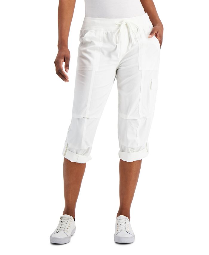 Women's Solid Cropped Cargo Pants