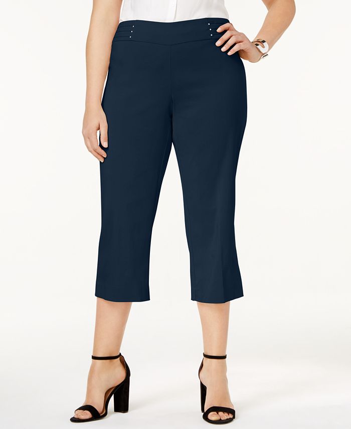 Plus Size Tummy Control Pull-On Capri Pants， Created for Macy's