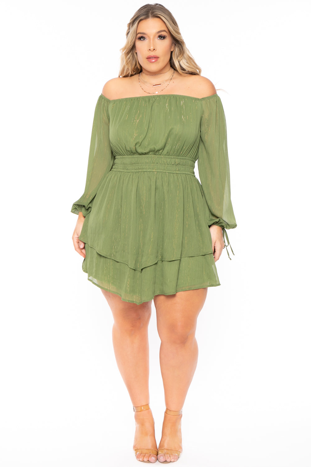 Plus Size Jolene Chiffon Dress - Olive