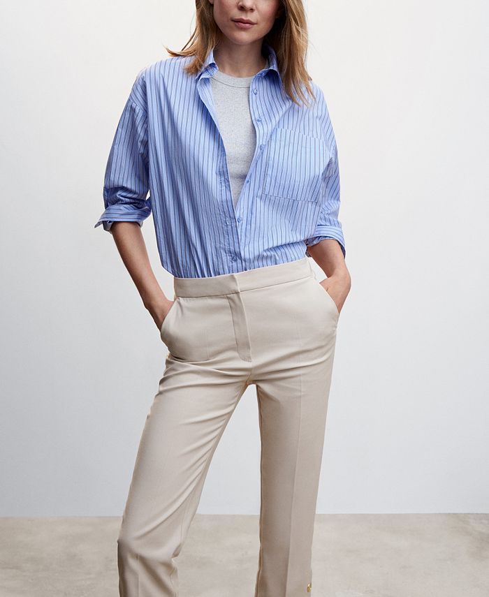 Women's Buttons Straight-Fit Trousers
