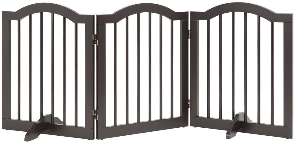 Unipaws Support Feet for Wooden Pet Gate， Freestanding Dog Gate， Set of 2， Design for 0.71 inches Thickness Panel，Espresso