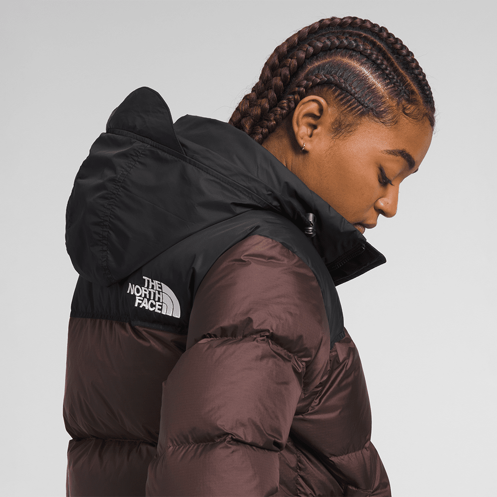 1996 retro Nuptse women's jacket - Coal brown / TNF black