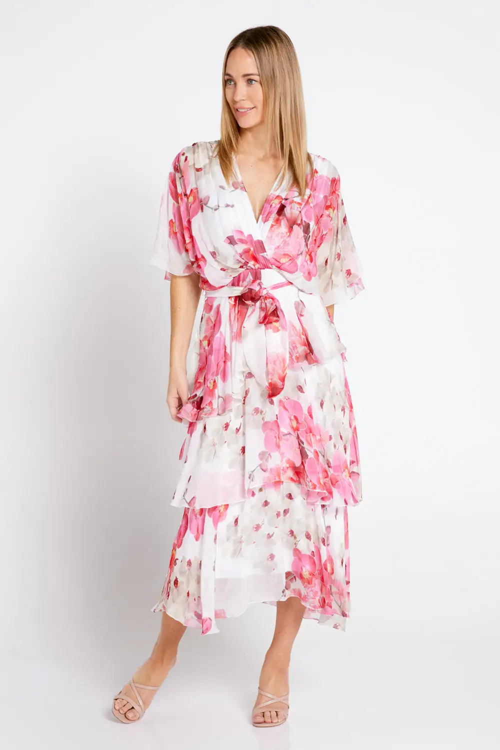 Loira Dress - Pink White Floral