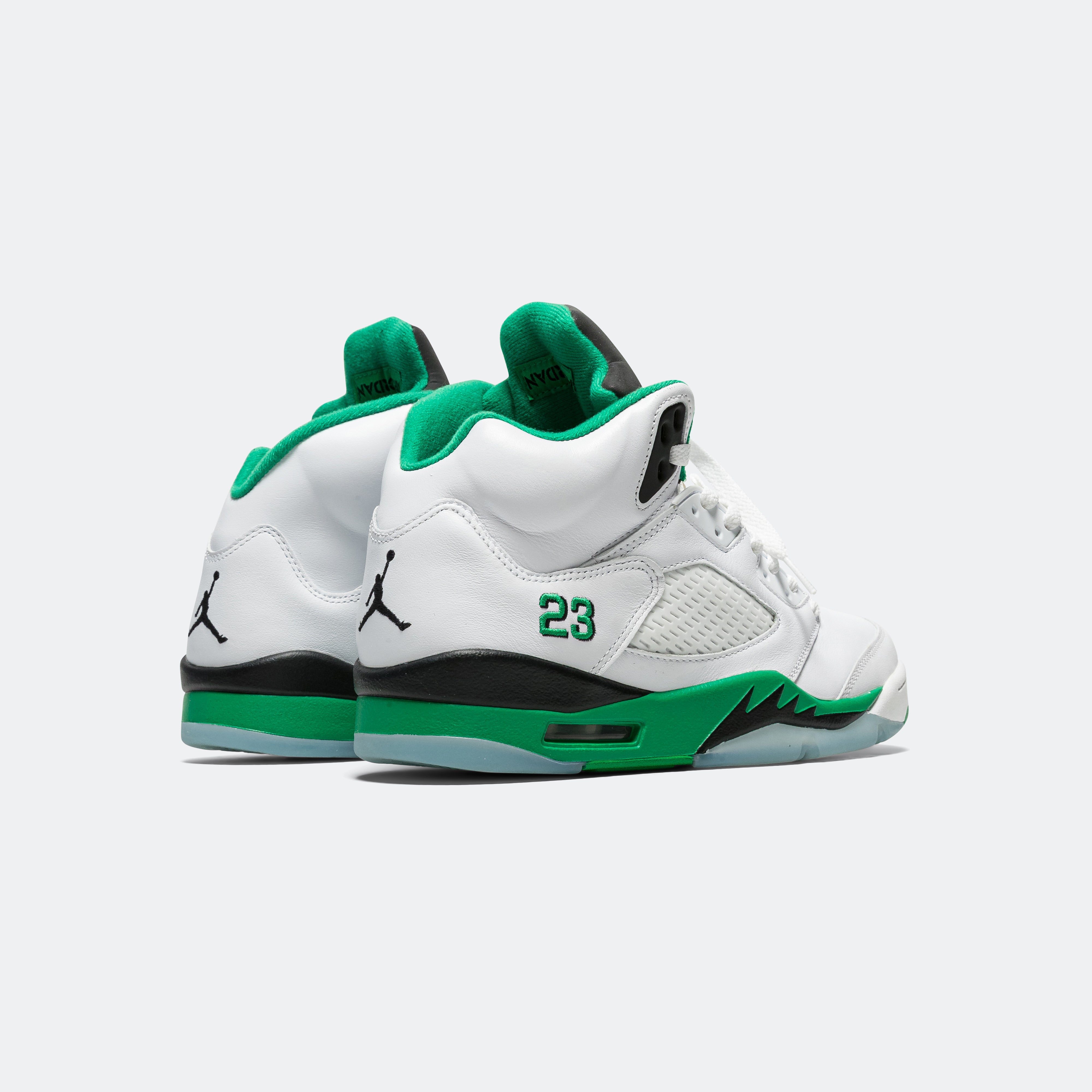 Womens Air Jordan 5 Retro - White/Lucky Green-Black-Ice Blue