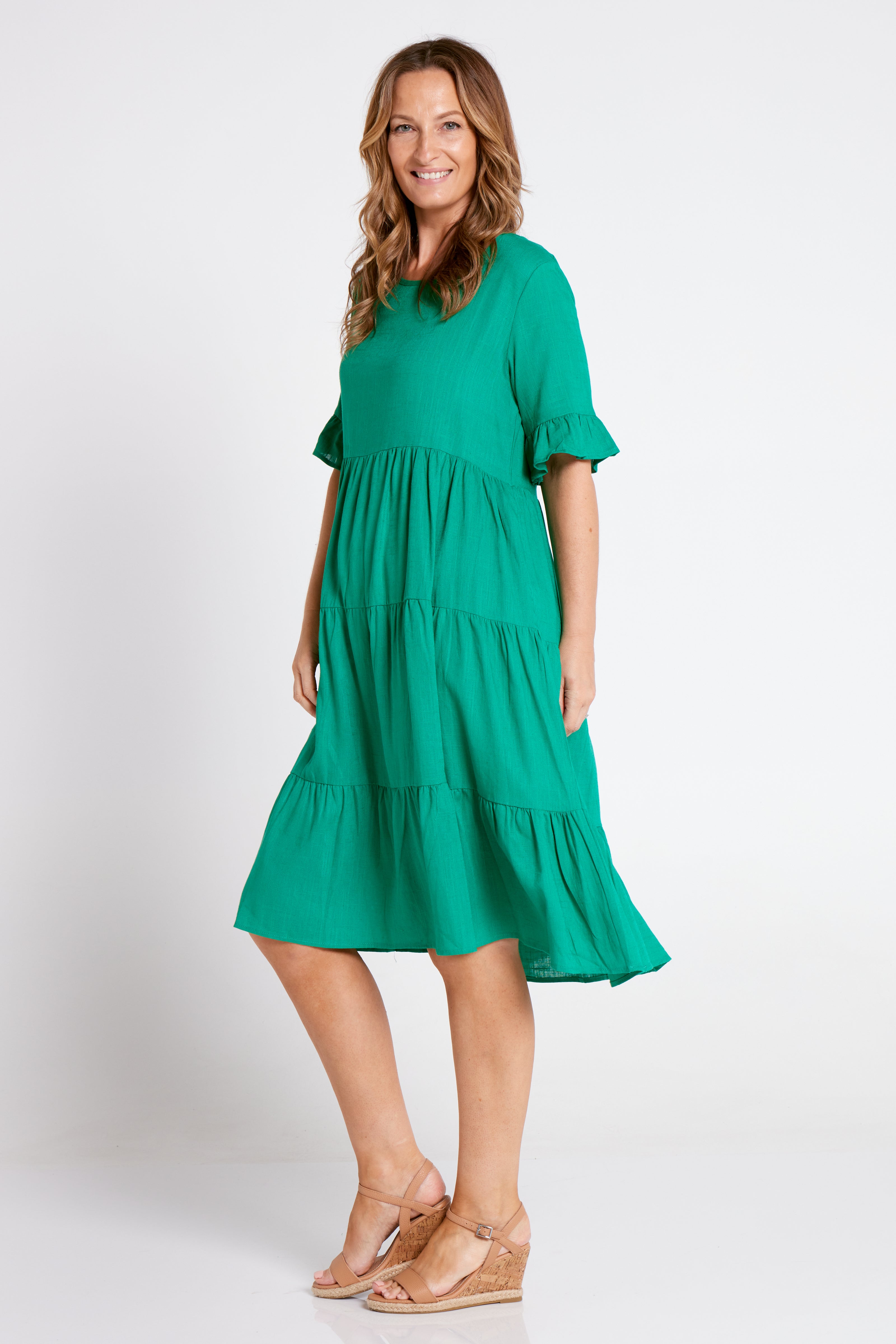 Jackson Linen Dress - Jade Green